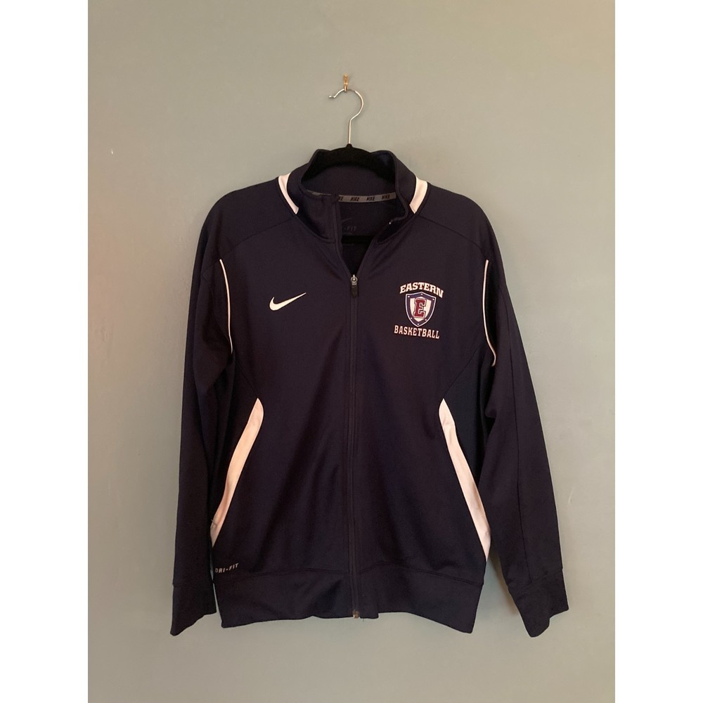 Nike women's navy blue dri-fit athletic jacket/coat with ECSU logo size small